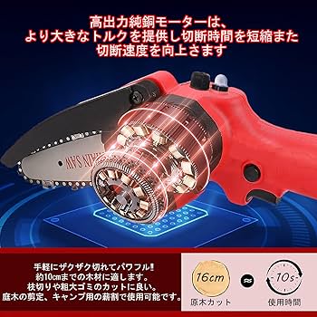 Amazon | チェーンソー 充電式 21V 3.0Ah大容量バッテリー2個